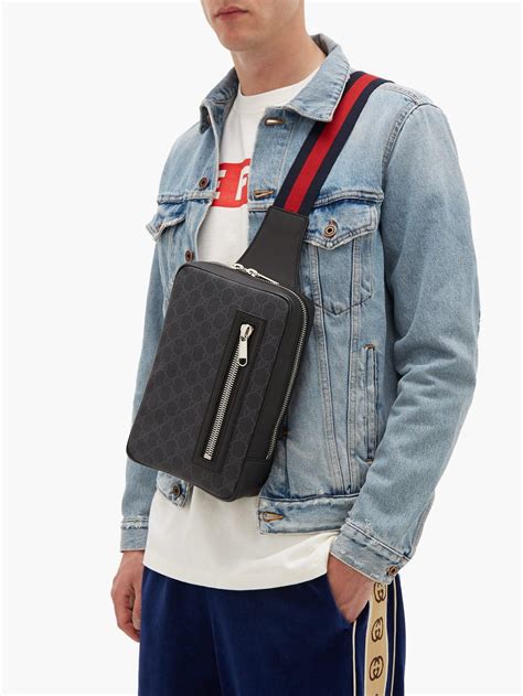 gucci men sling bag black|men's Gucci crossbody bag sale.